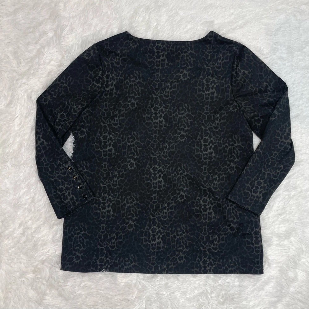 Chicos Size 3 (US Size XL) Women’s Animal Print Shirt Blouse Black Blouse Top - Picture 2 of 8